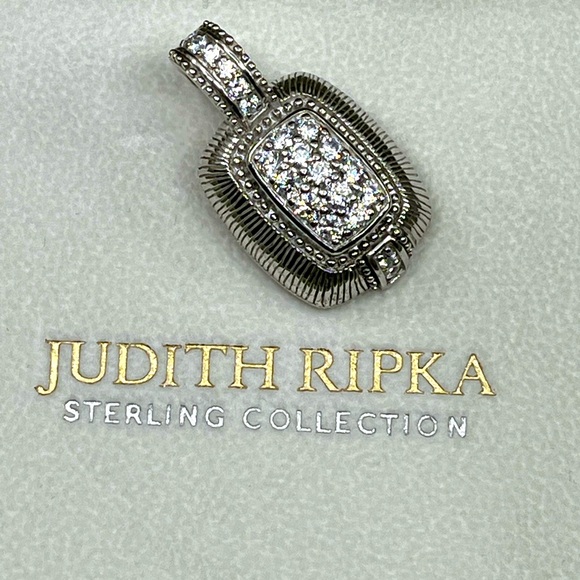 Judith Ripka Jewelry - Vintage Judith Ripka Sterling Silver CZ Cluster Enhancer Pendant